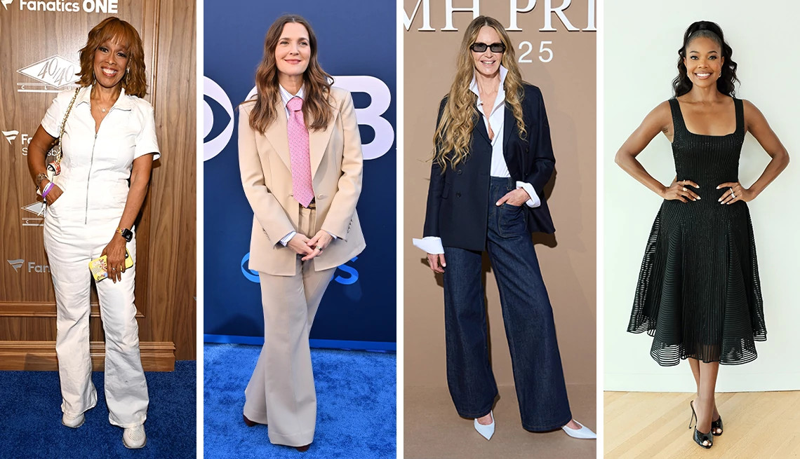 a collage with photos of gayle king, drew barrymore, elle macpherson and gabrielle union