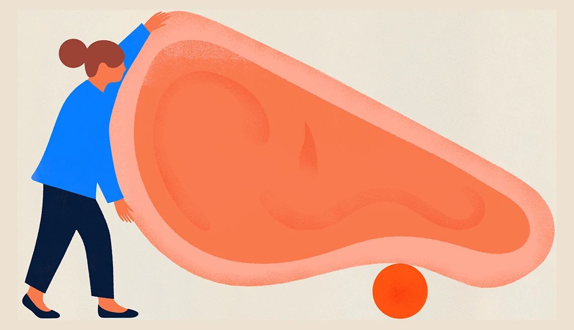 Lump Behind Ear illustration of a woman and a large ear