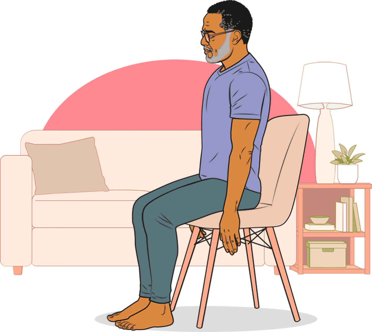 illustrated gif of a man performing a seated spine stretch