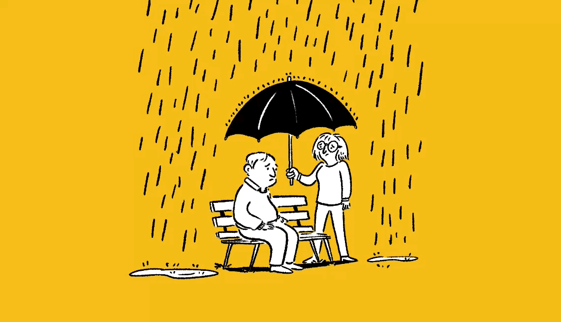 illustration of someone holding an umbrella for another