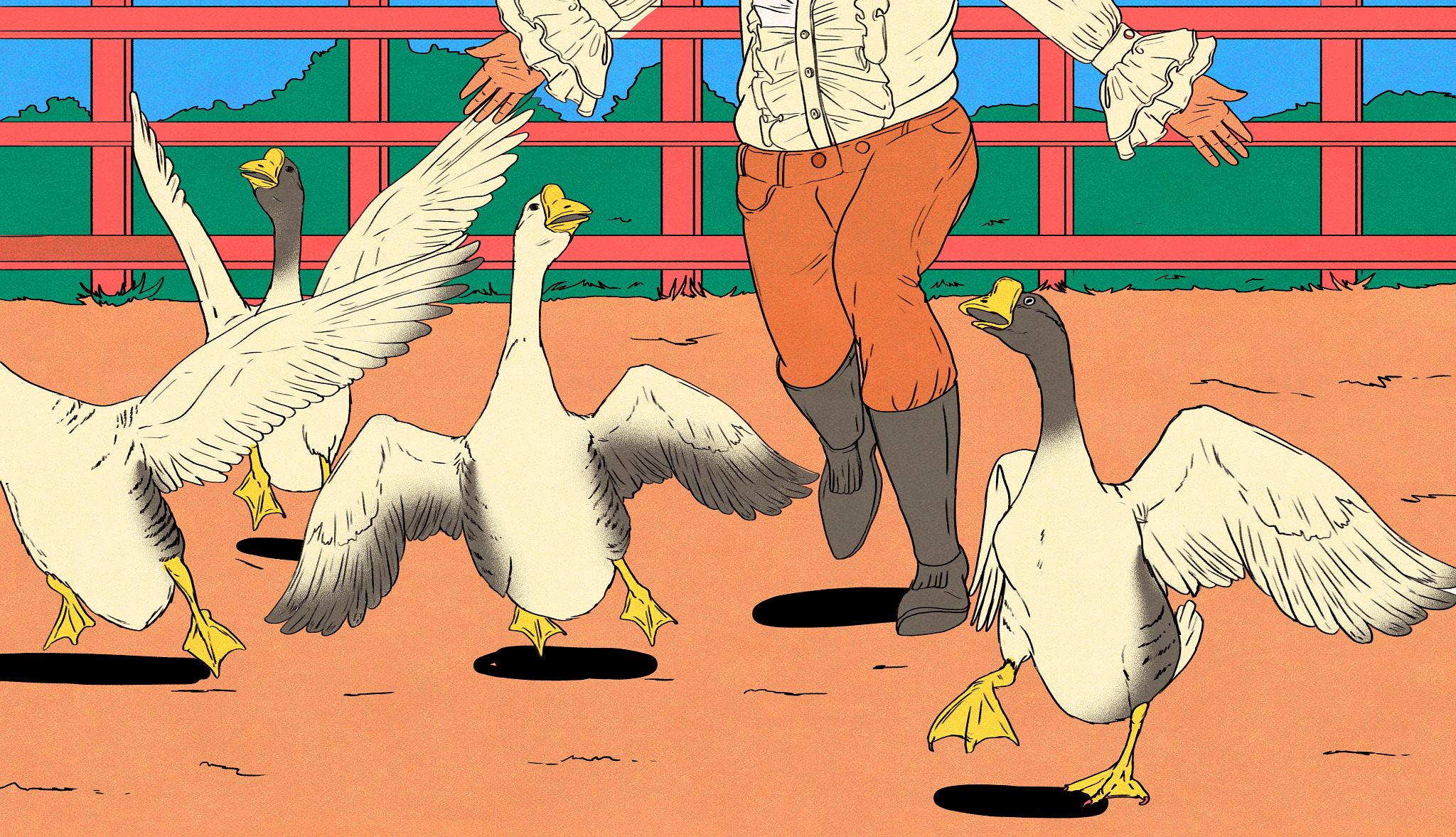 sayings about animals a man chasing geese around