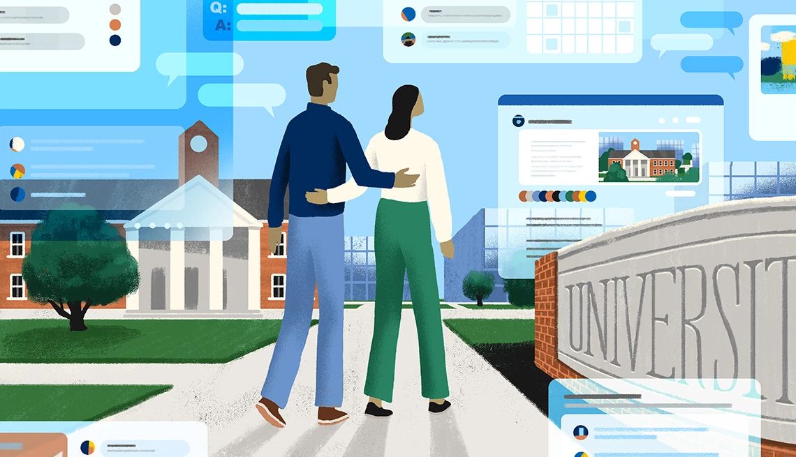 Secret World of Parent Facebook Pages a man and a woman together with facebook icons around them