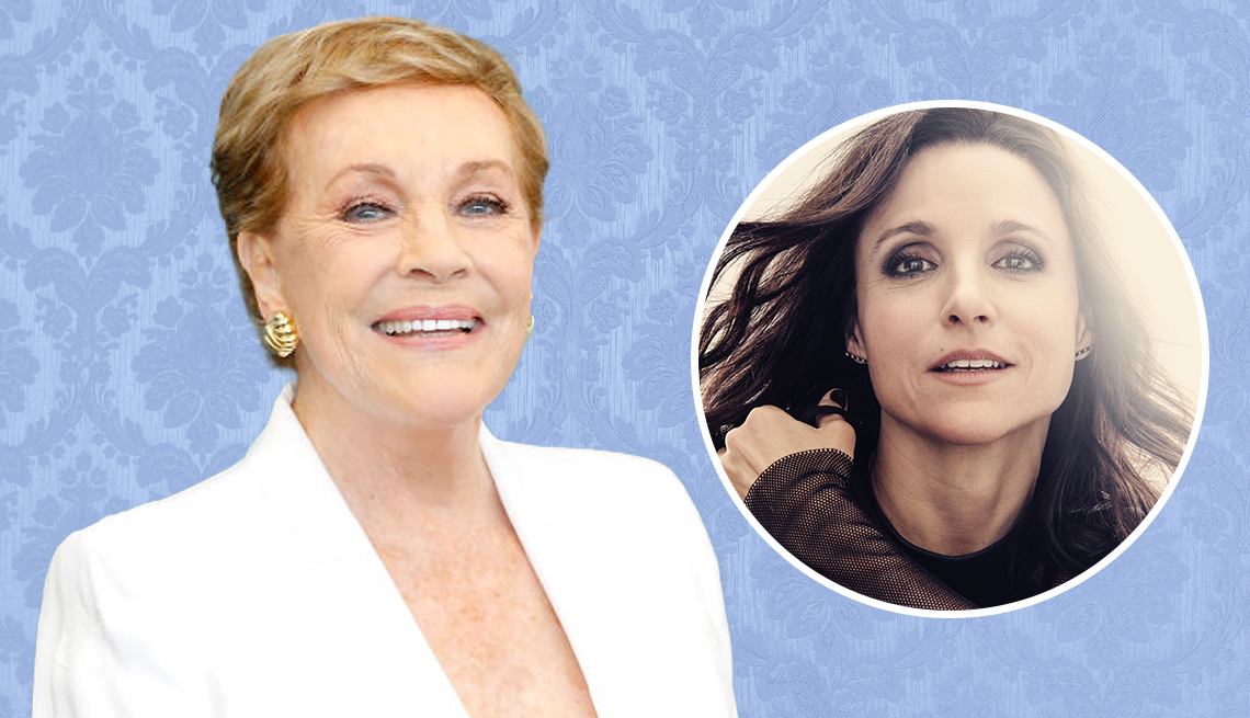 Julie Andrews and Julia Louis-Dreyfus Closeups of Julie Andrews and Julia Louis-Dreyfus side by side
