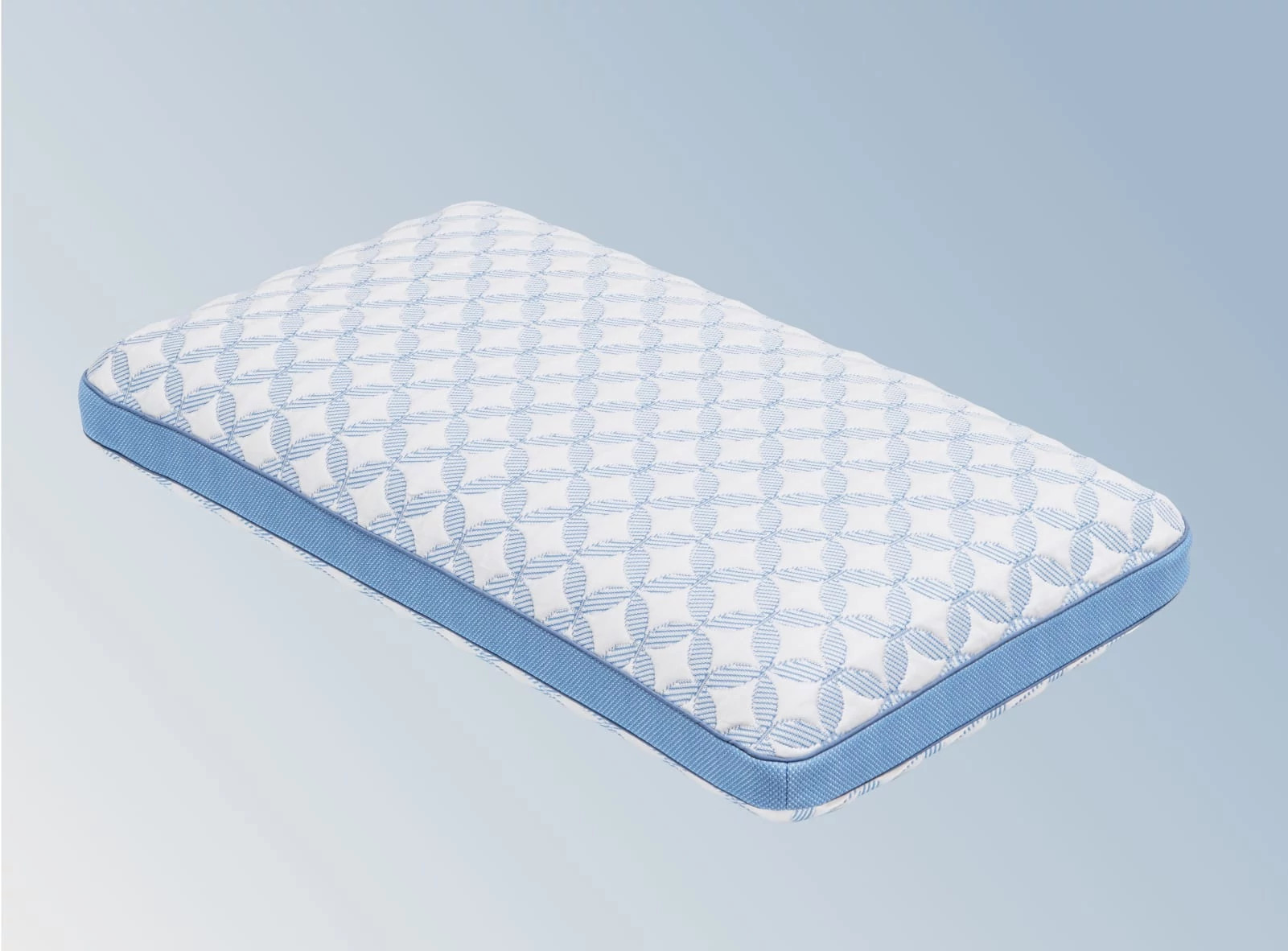 The Helix Cooling Memory Foam Pillow on a light blue background