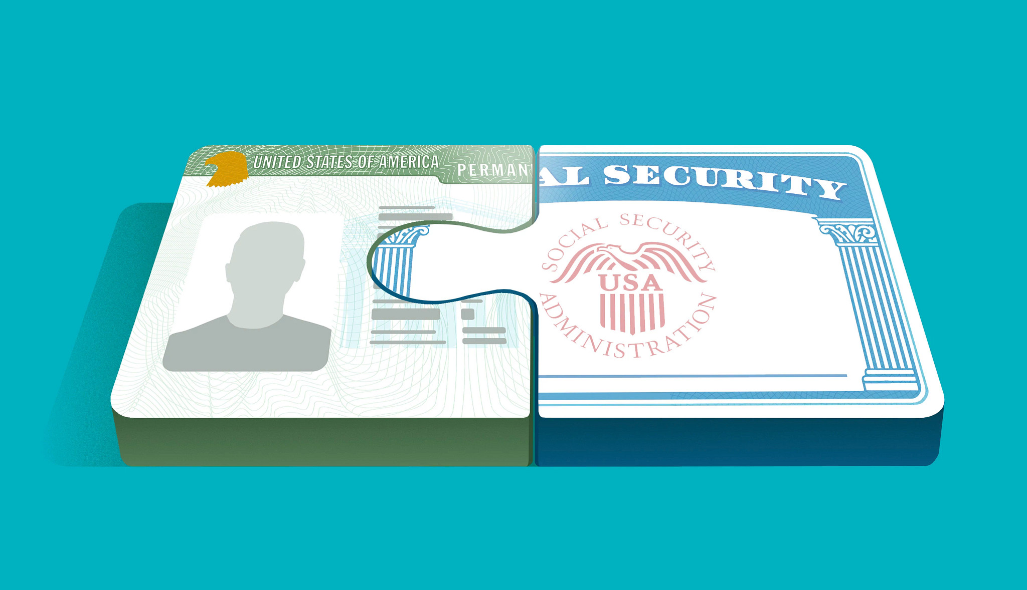 a social security card on a pink background