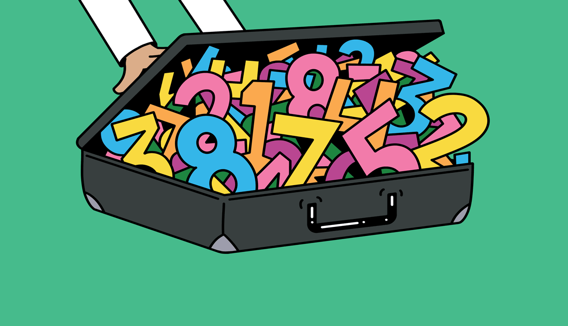 luggage with a bunch of numbers coming out of it