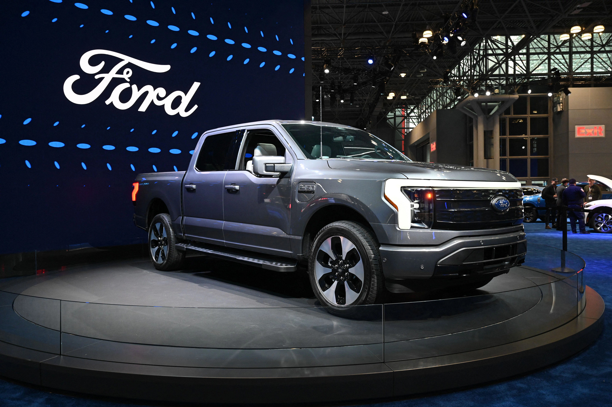 A photo shows Ford F150 a show room
