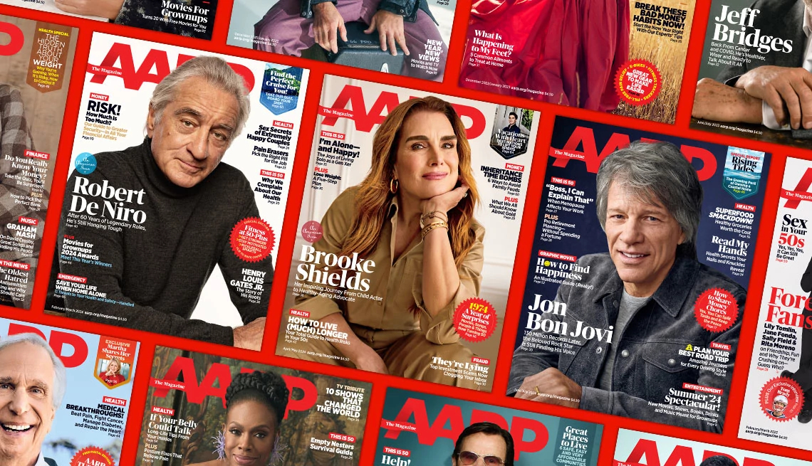 AARP The Magazine magazine covers with various celebrities