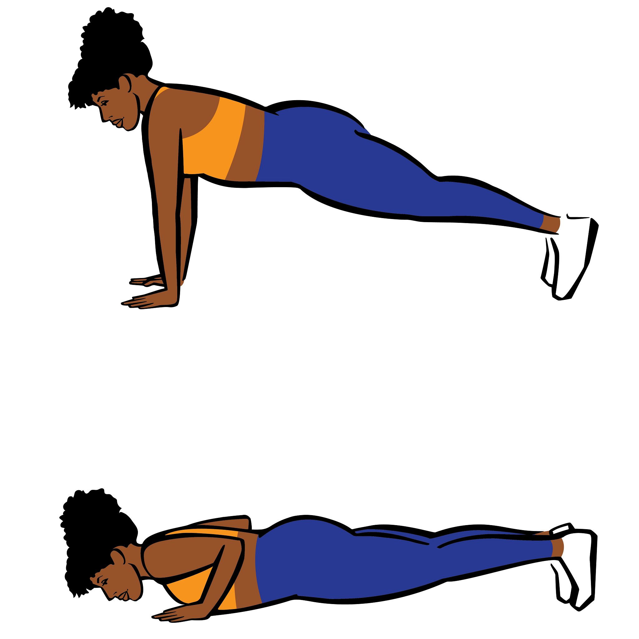 Illustration demonstrating a pushup exercise with proper form