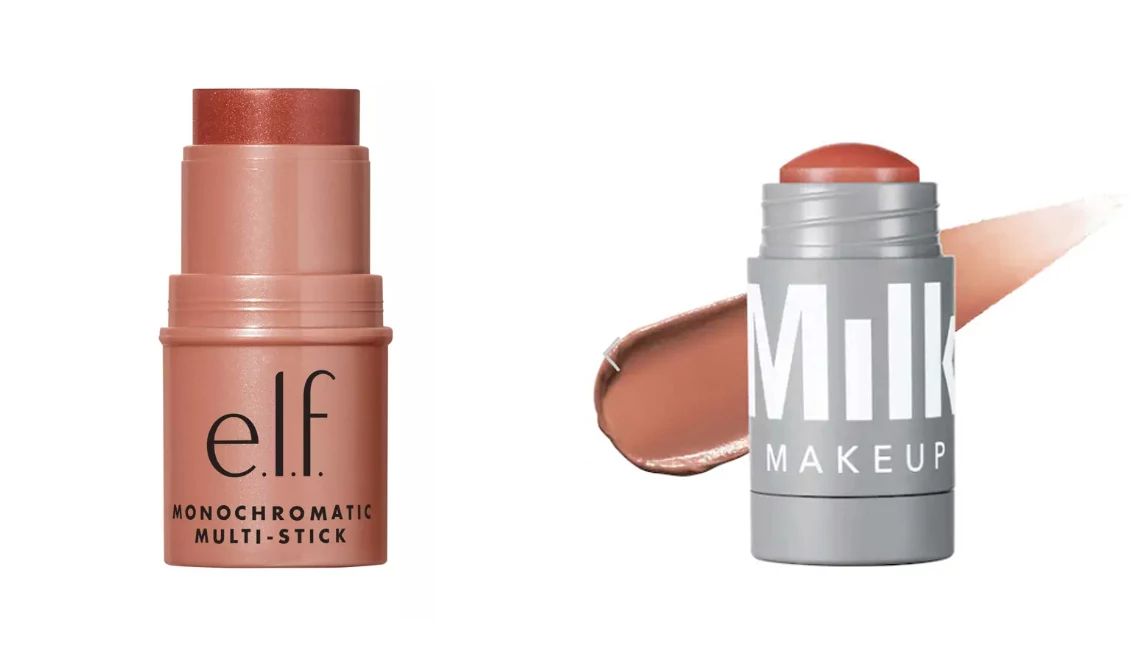 Summer-ize your makeup with color and gleam e.l.f. Monochromatic Multi-Stick; Milk Makeup Lip + Cheek Cream Blush Stick
