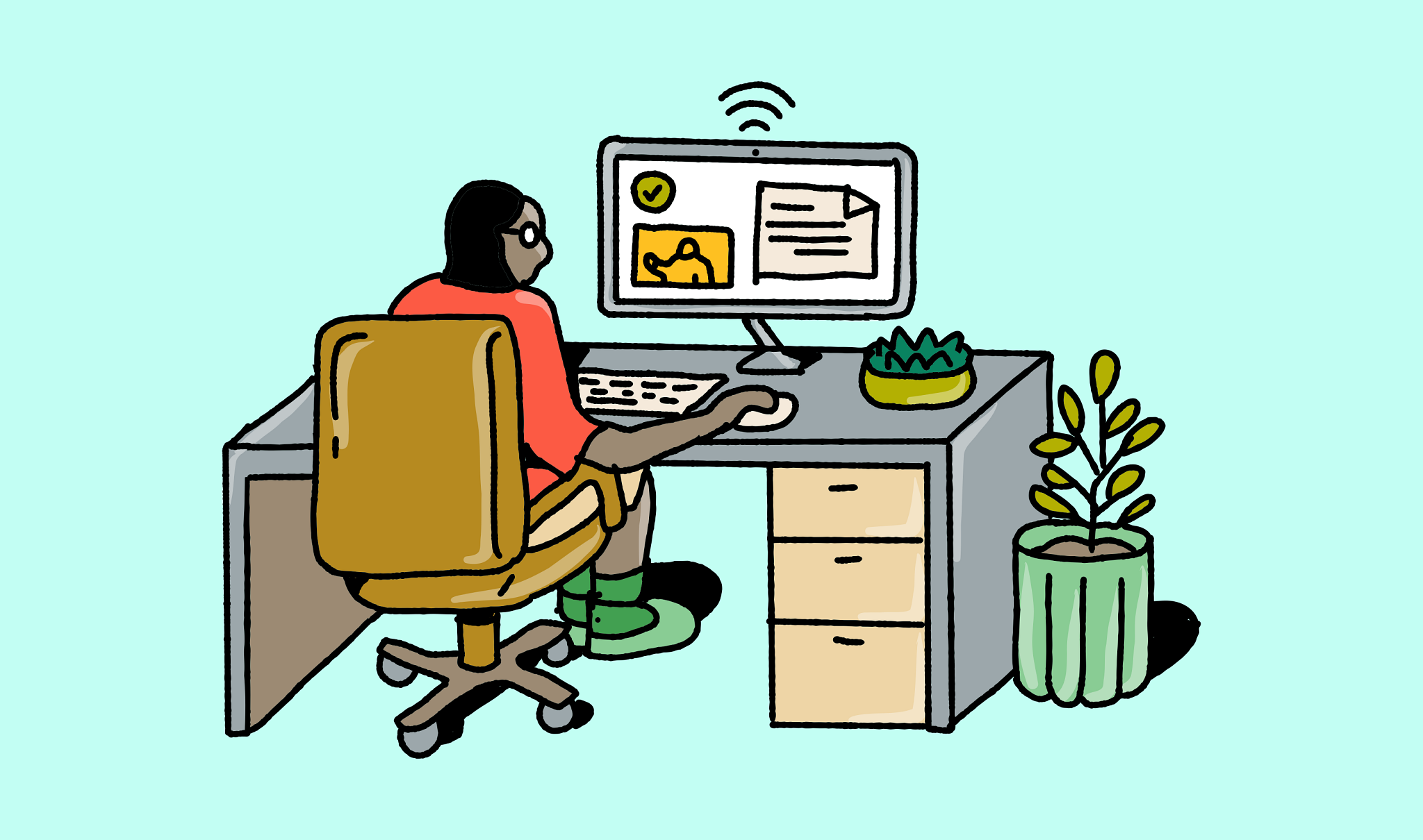 a person working at a computer