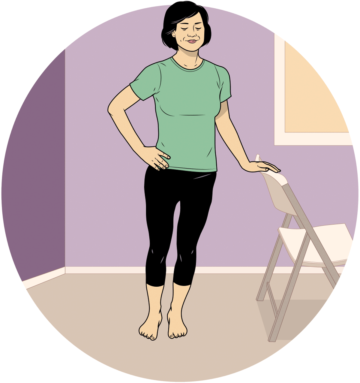 illustrated gif of a woman performing standing leg circles