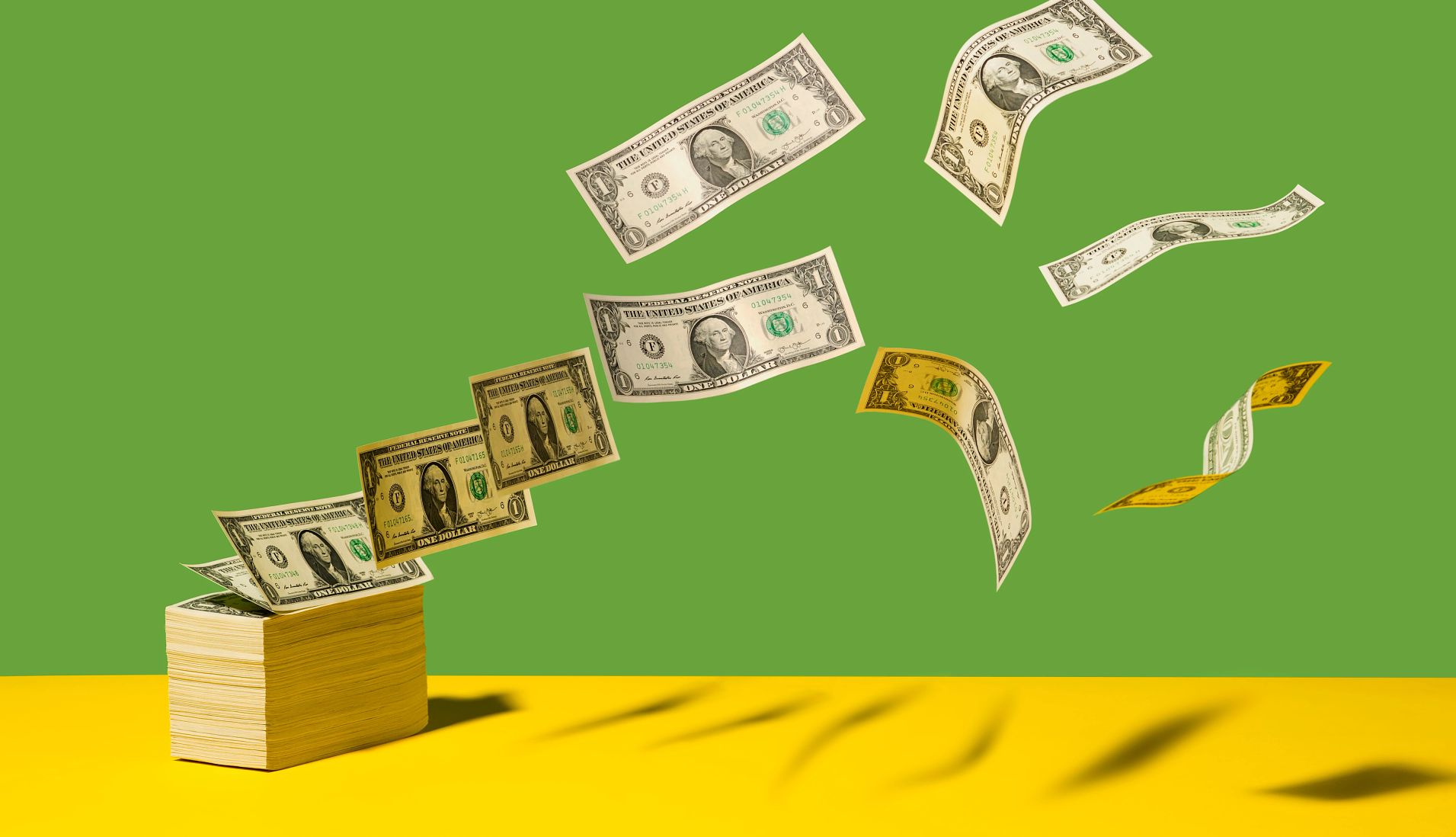 IRS taxpayer checks money flying through the air