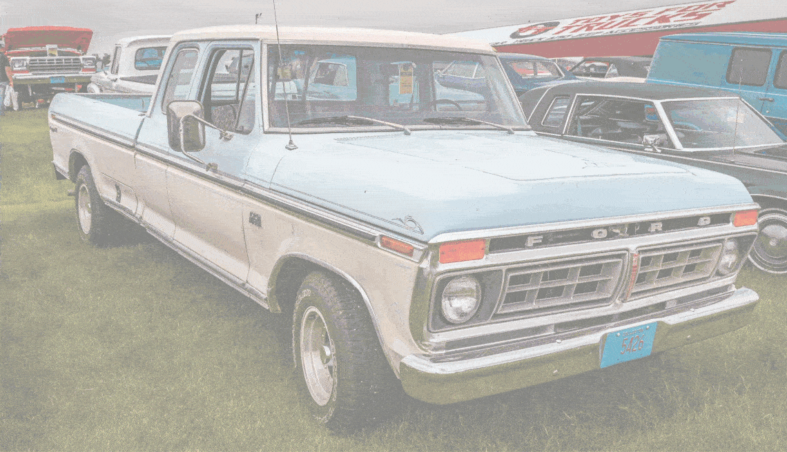 The iconic silhouette of a Ford pickup truck