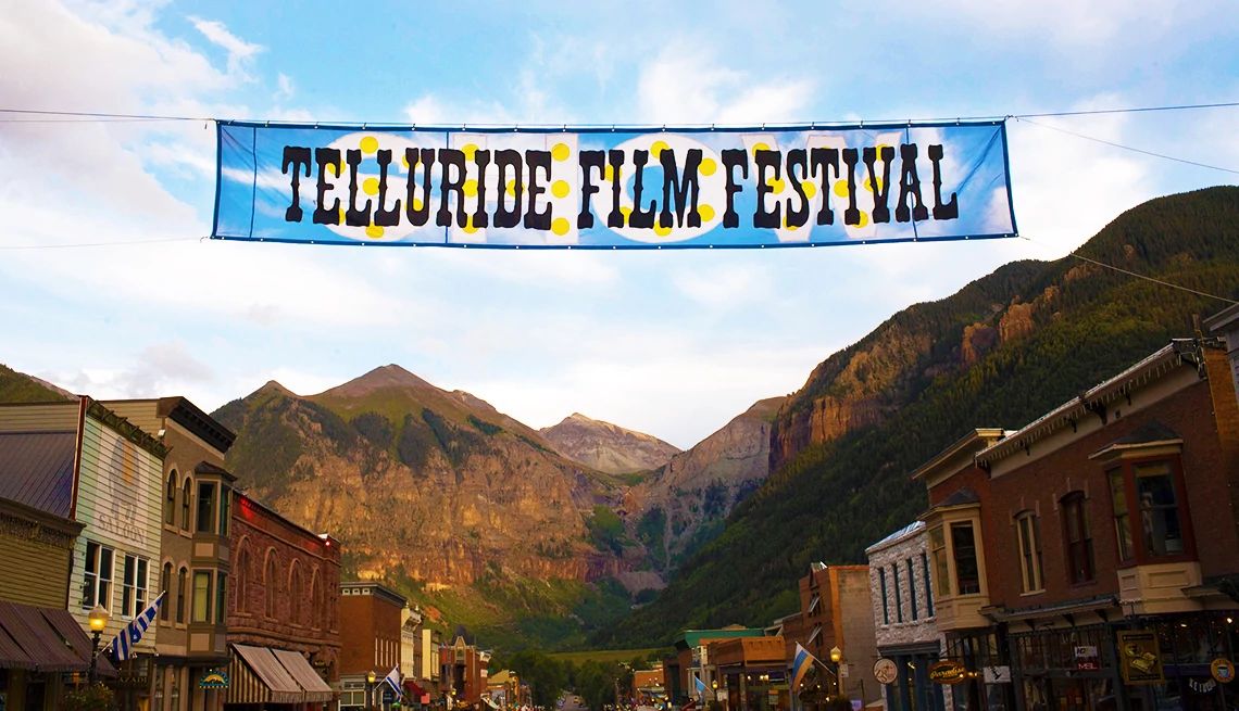 film festival vacation spots Telluride Film Festival sign