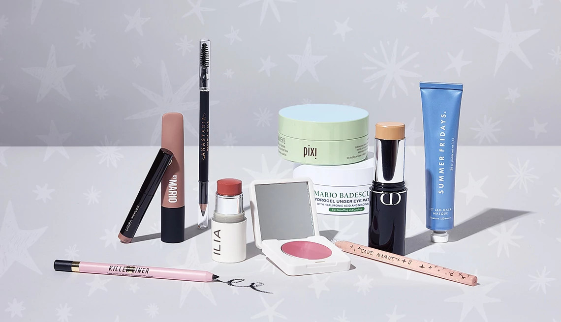 a collection of cosmetic products