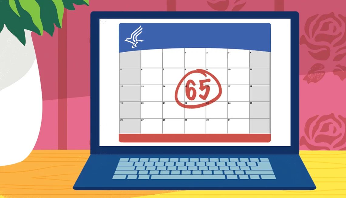 Open Enrollment Quiz medicare calendar with 65 in red circle