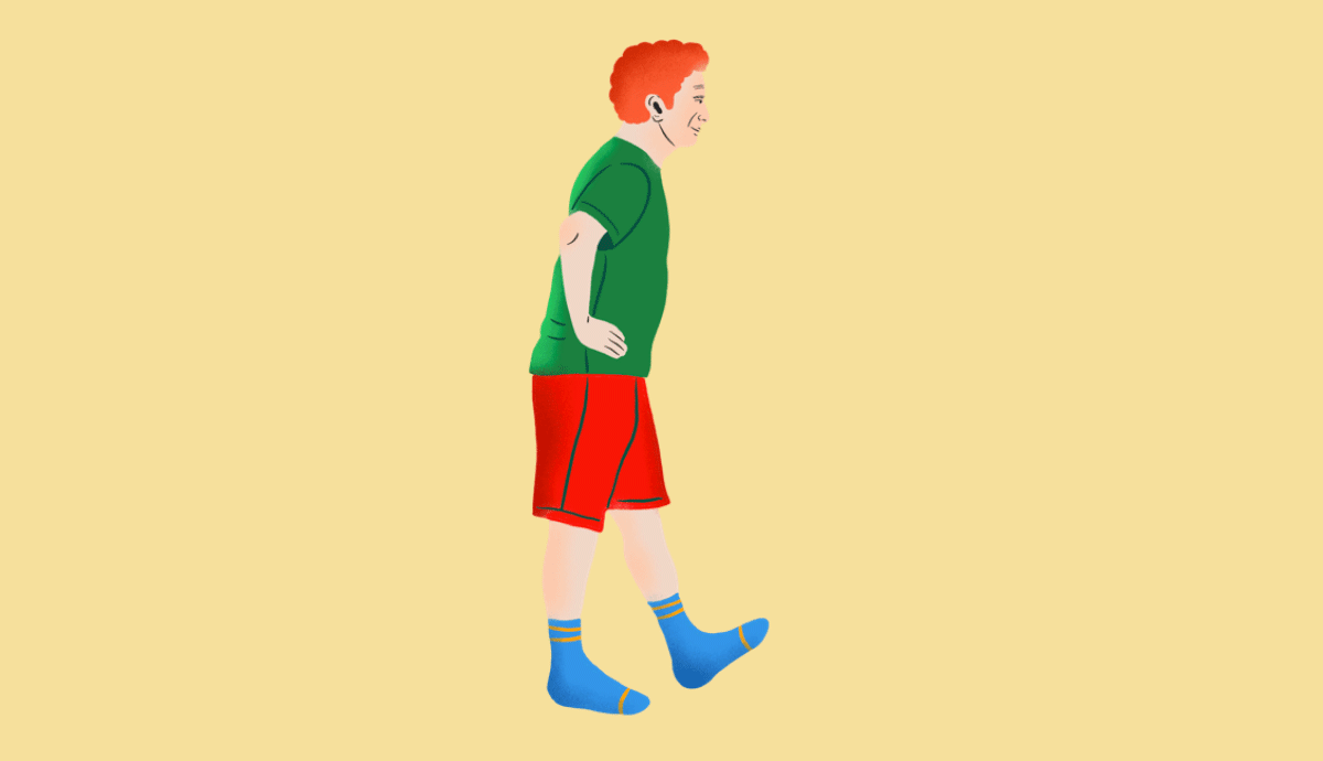 illustrated gif of a man doing a hamstring stretch