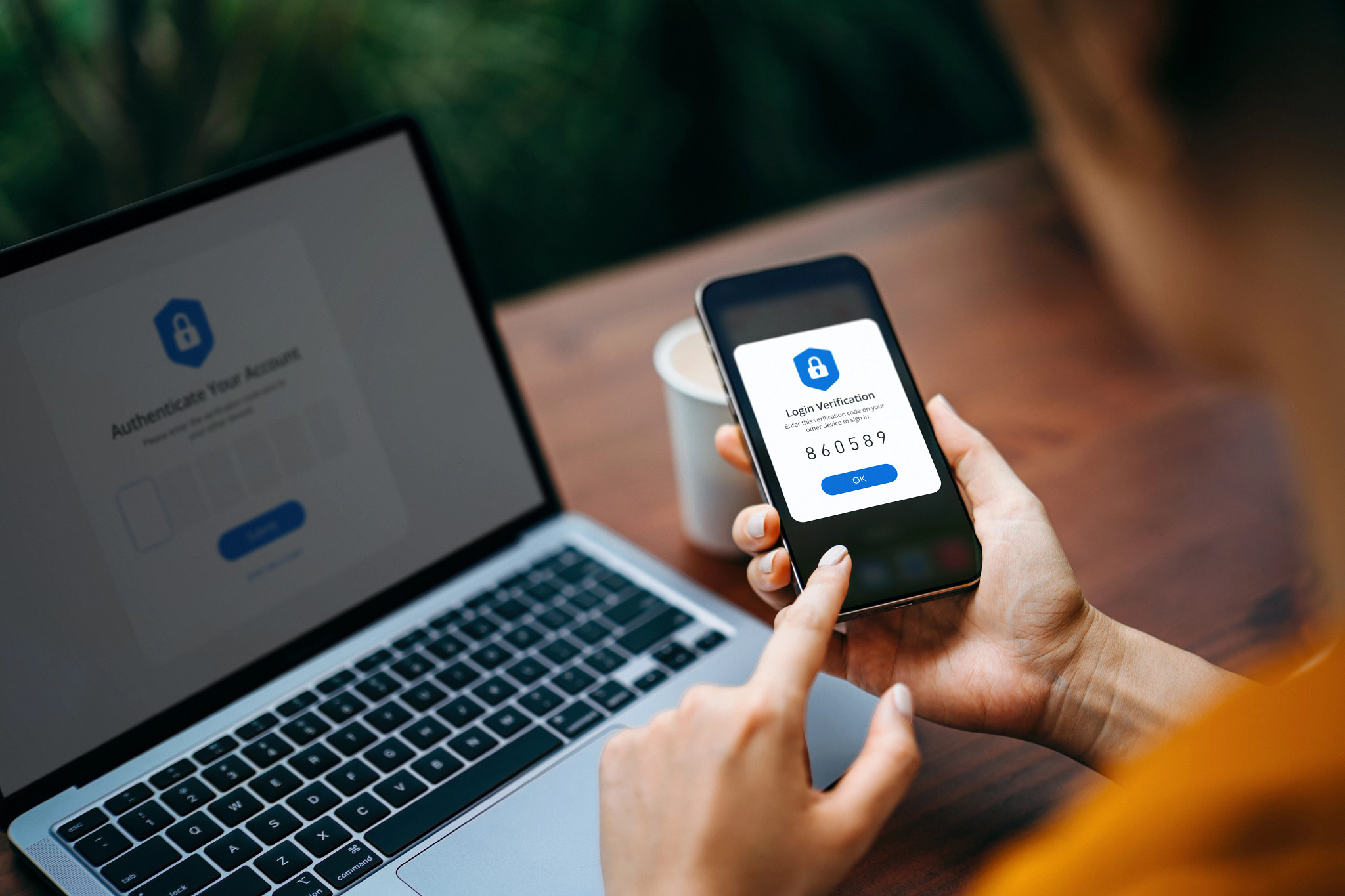 Laptop and mobile security message