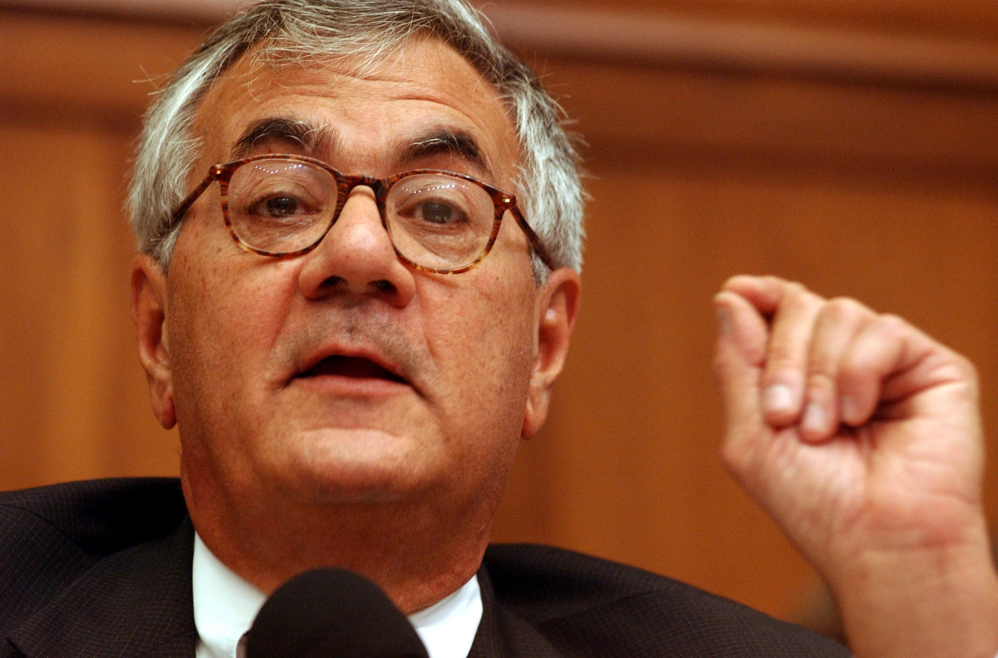 a head shot of barney frank speaking during a session of congress