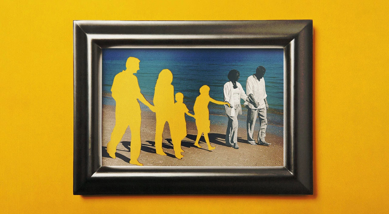 photo of a family, extended family is cut out.