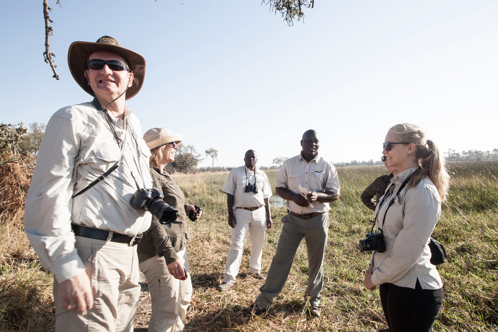 people talking while on a safari