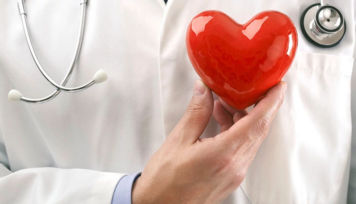 The healthier your heart, the healthier your brain A doctor holding up a heart over their chest