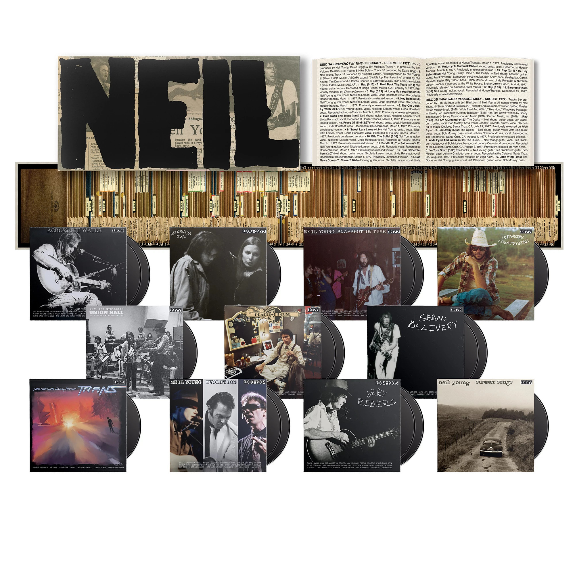 The collection of blu-rays and CDs from the Neil Young Archives Vol. III box set