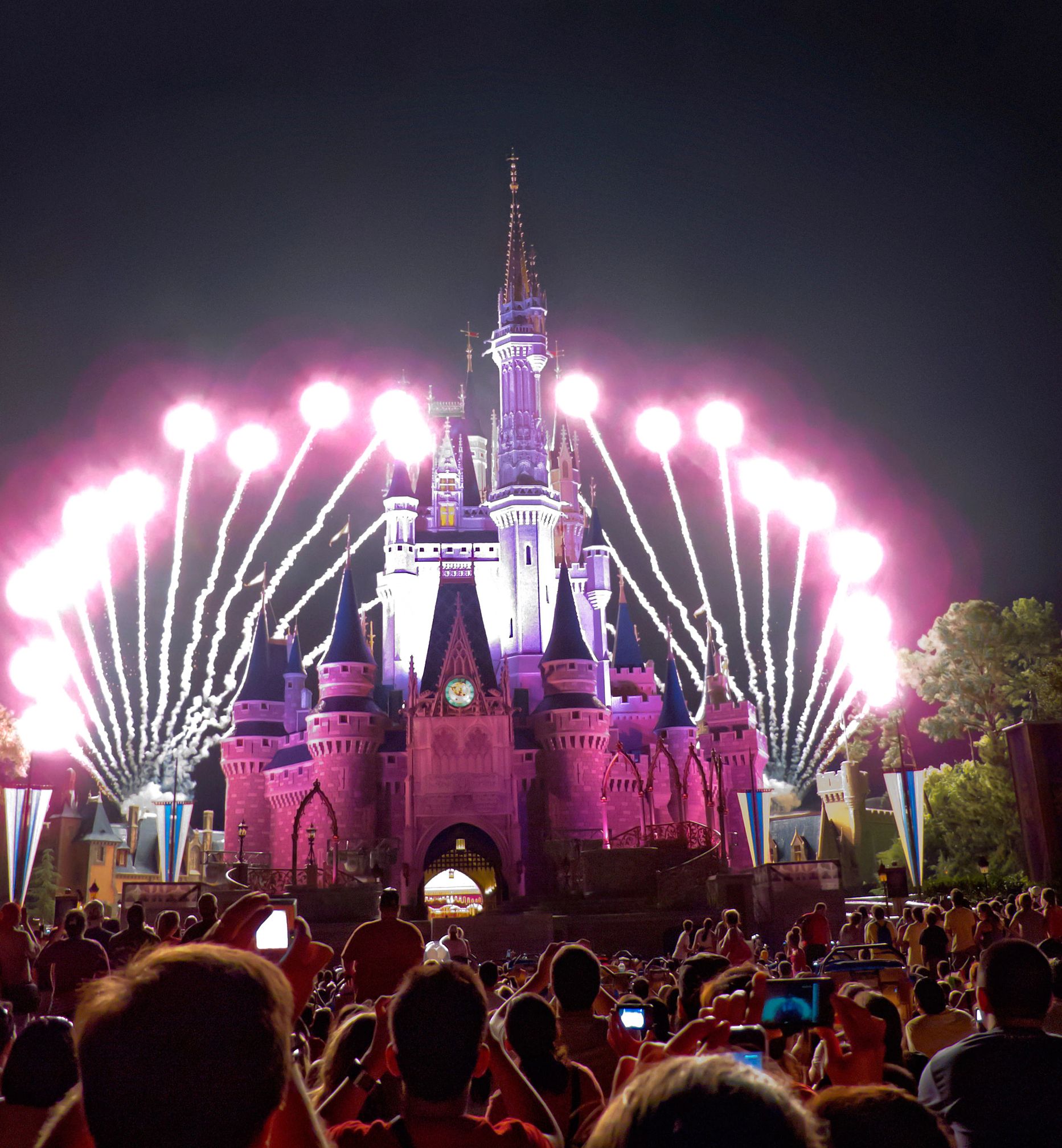 Disney World fireworks Fireworks explode over cinderella's castle