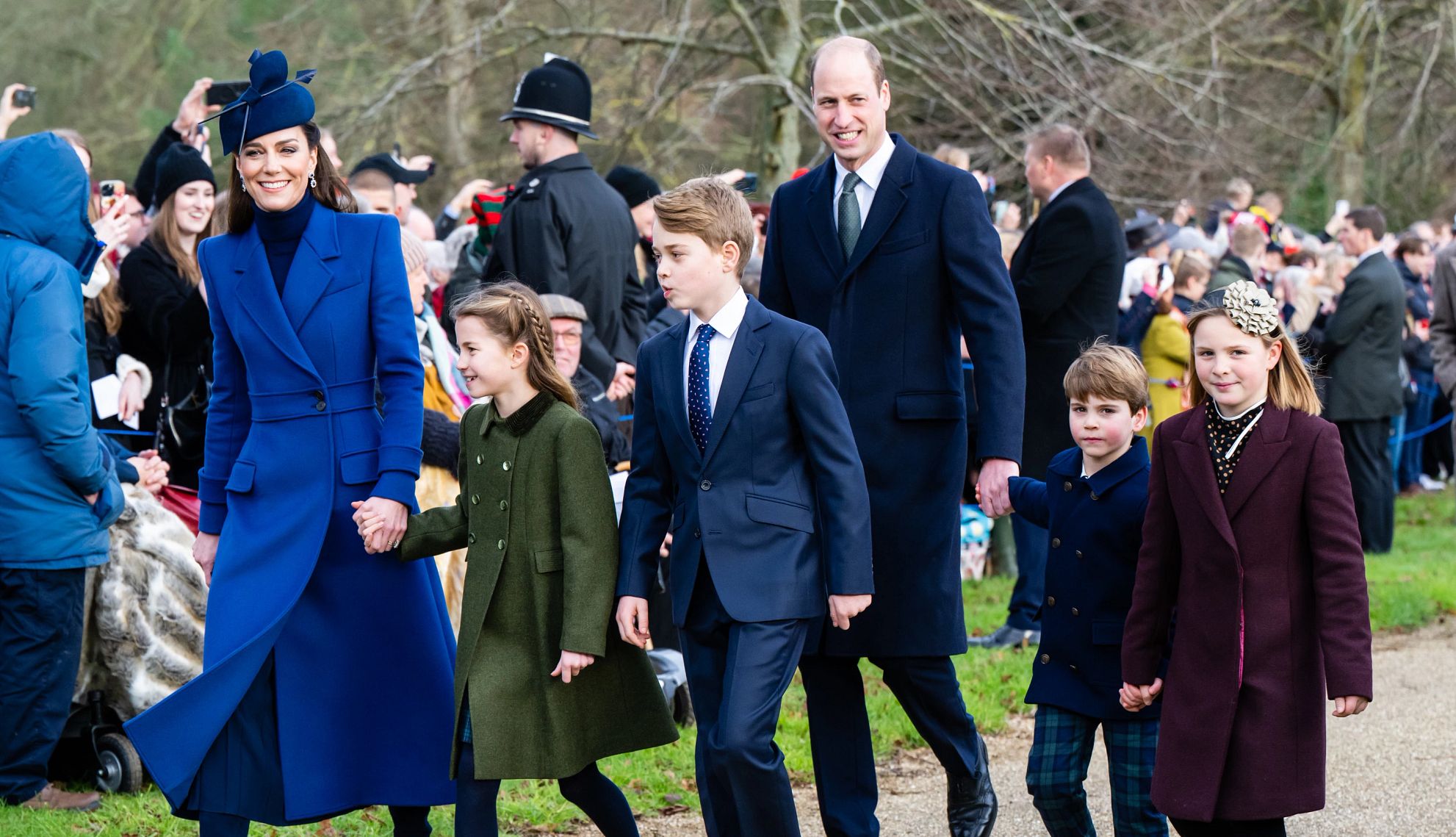 Princess Kate walks with her family the royal family