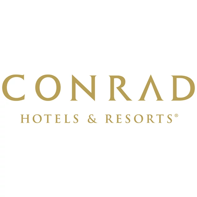 Conrad Hotels and Resorts in gold lettering for the Logo