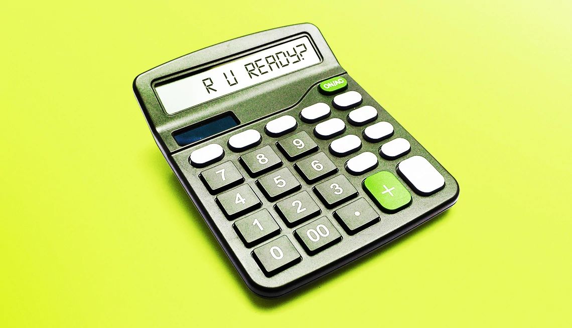 Financial Guide to Pre-Retirement a calculator with r u ready on the screen