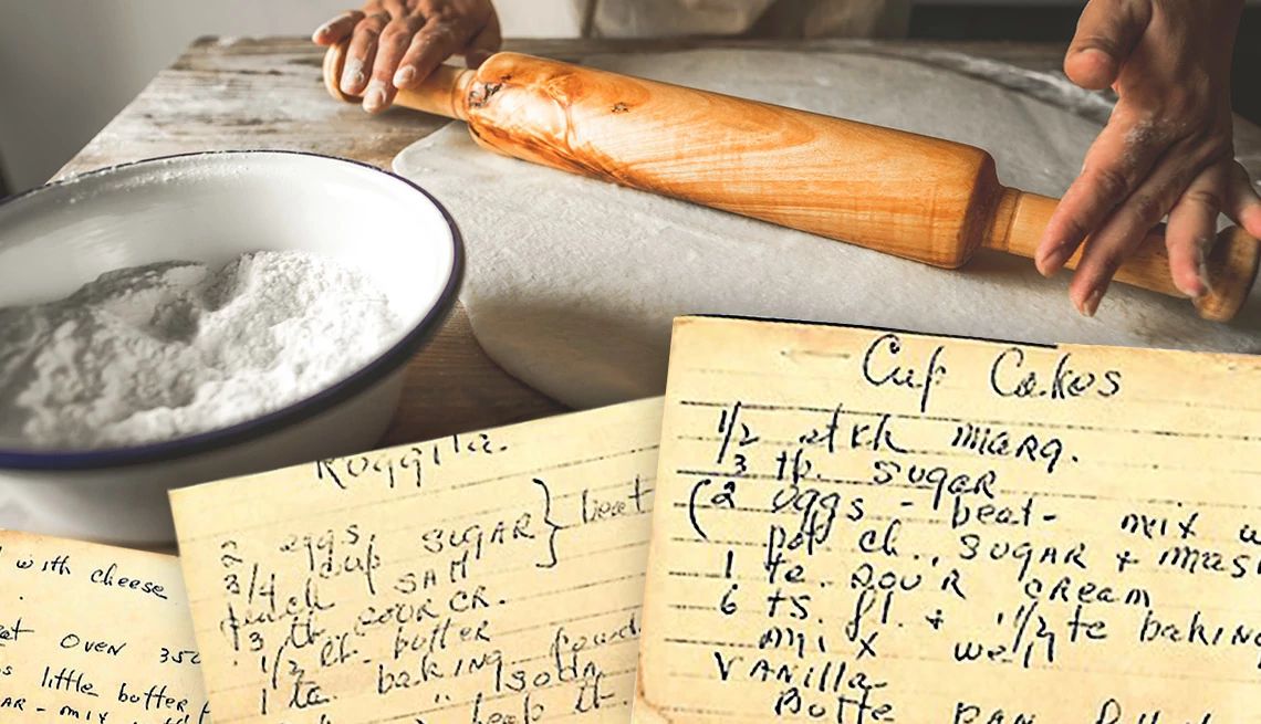 How My Daughter Brought My Grandmother Back to Me a person with a rolling pin and faded recipe cards