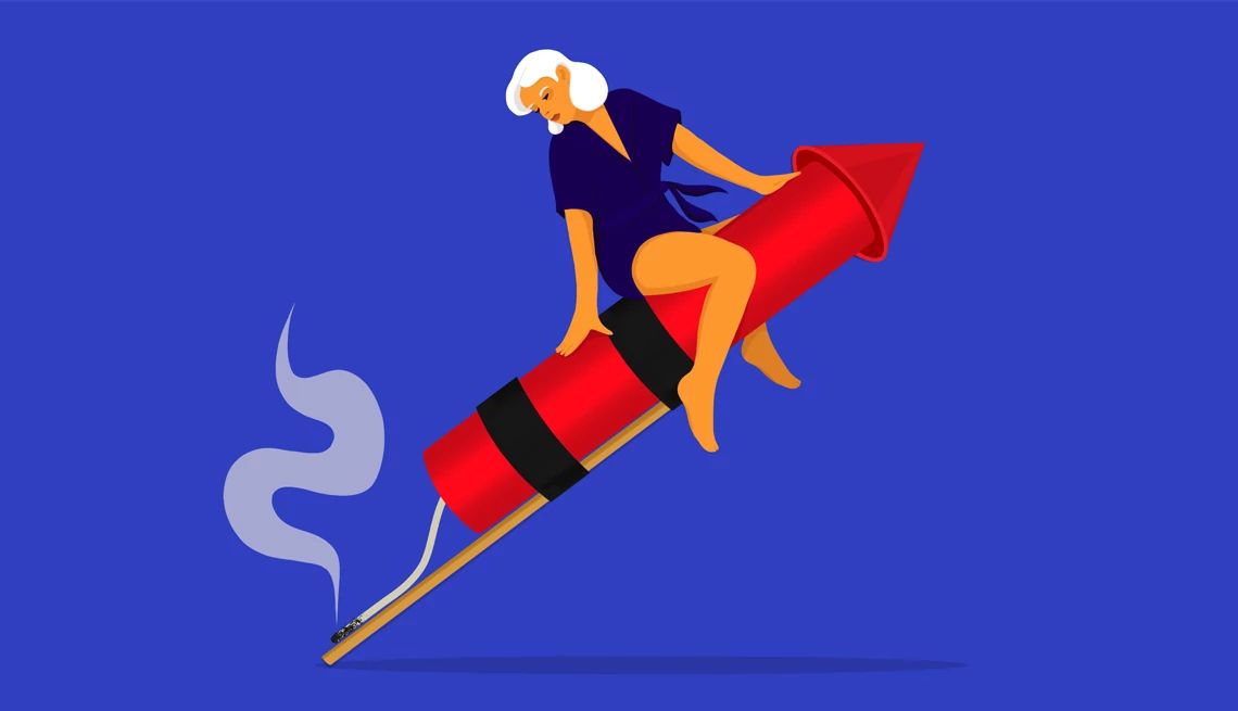 in the mood sex questions, answered illustration of a woman siting on a firecracker that is not lit