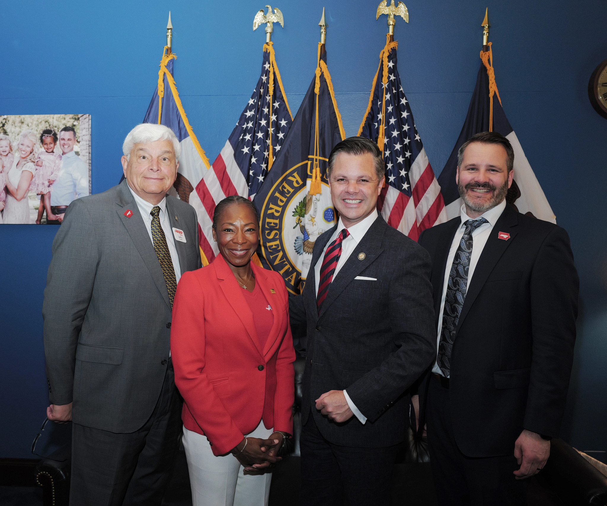 AARP CEO Dr. Myechia Minter-Jordan meets with Rep. Zach Nunn (R-IA), along with AARP Iowa state president Larry Kudej (left) and AARP Iowa state director Michael Wagler (right).