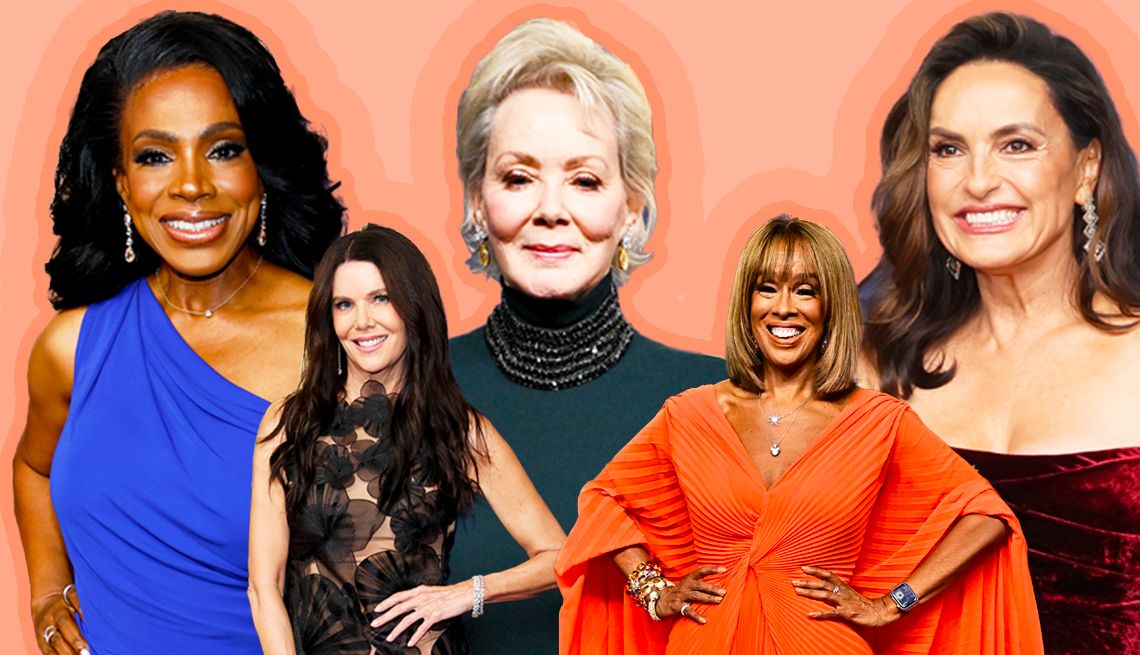 Best-Dressed Women Over 50 at the 2025 Emmy Awards a collage with photos of jean smart, mariska hargitay, gayle king, lauren graham and sheryl lee ralph