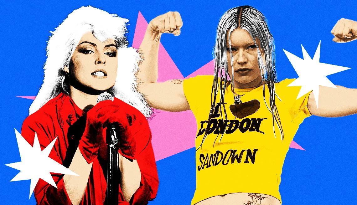 New Bands That Take Us Back a collage of photos of debbie harry and rhian teasdale