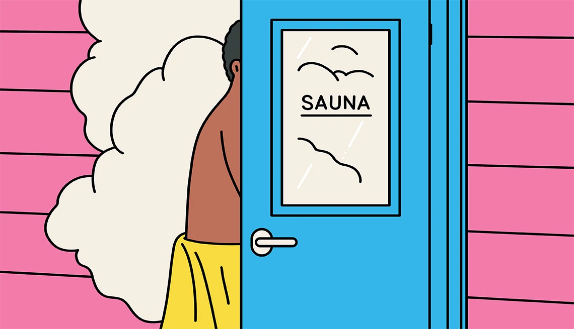 man going into a sauna