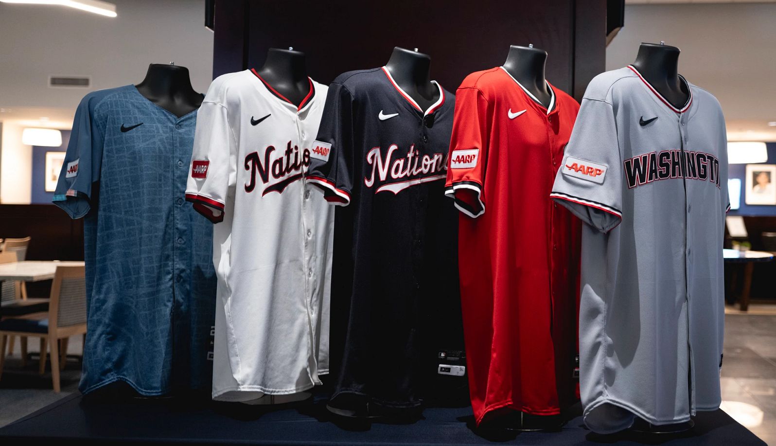 Washington Nationals and AARP Team Up the new washington nationals jerseys showing a a r p logo patches on the sleeves