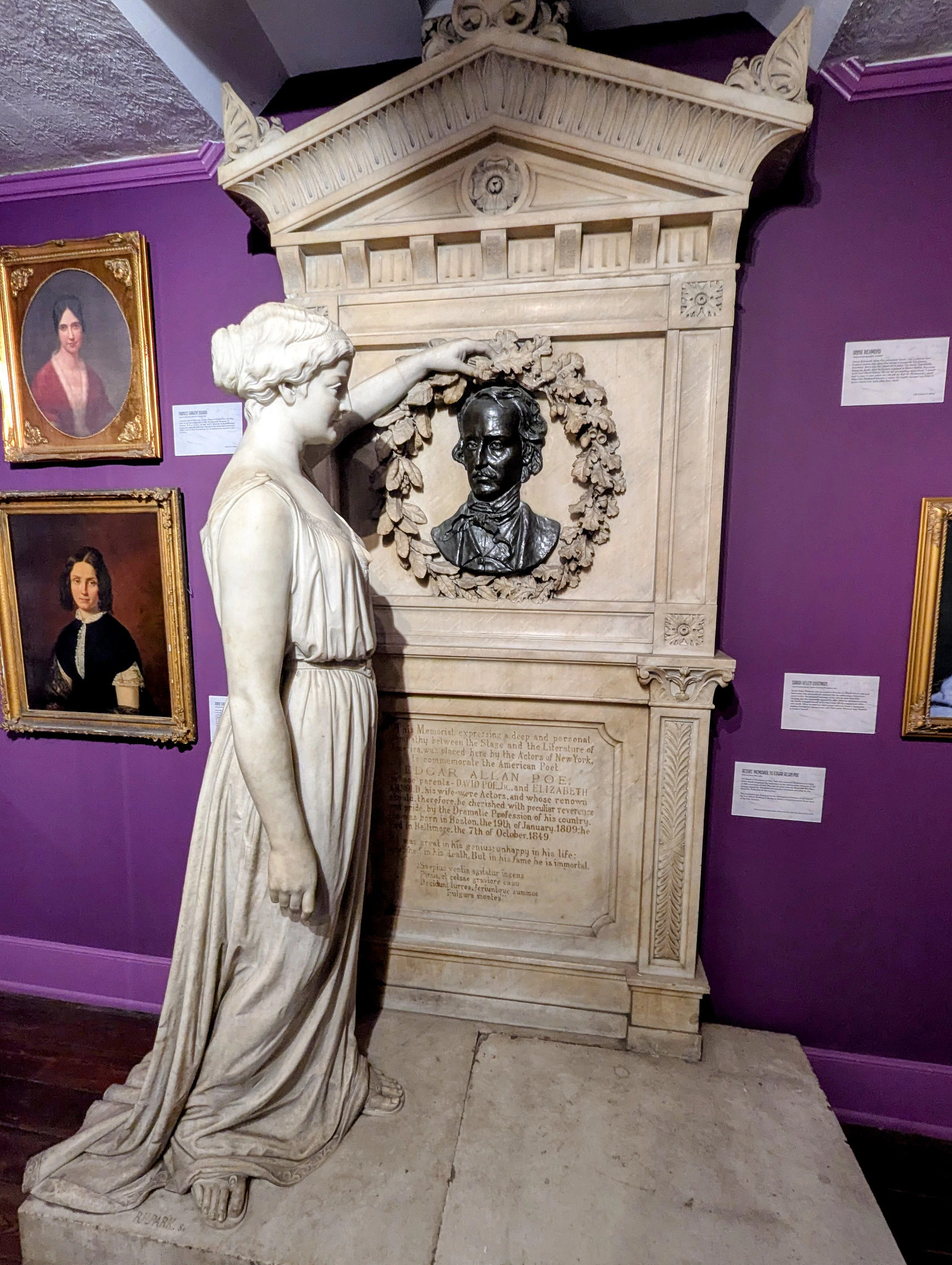 A memorial from New York's theater community to Edgar Allan Poe’s parents – David Poe Jr. and Elizabeth Arnold, who were actors.