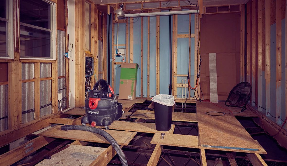 Interior of a gutted space