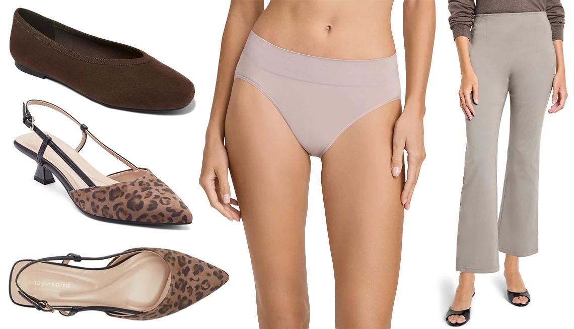 Unlock the Fashion Secrets of Stylish Women a collage with two different styles of shoes, a pair of women's underwear and a pair of trousers