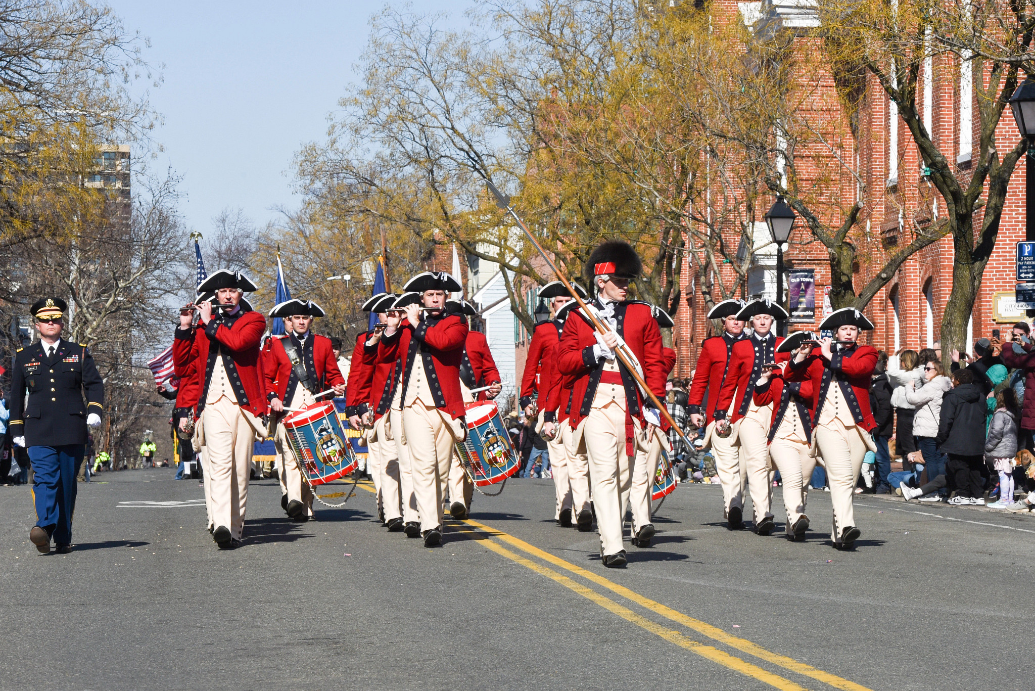 a parade with u s army old guard fife and drump corps 