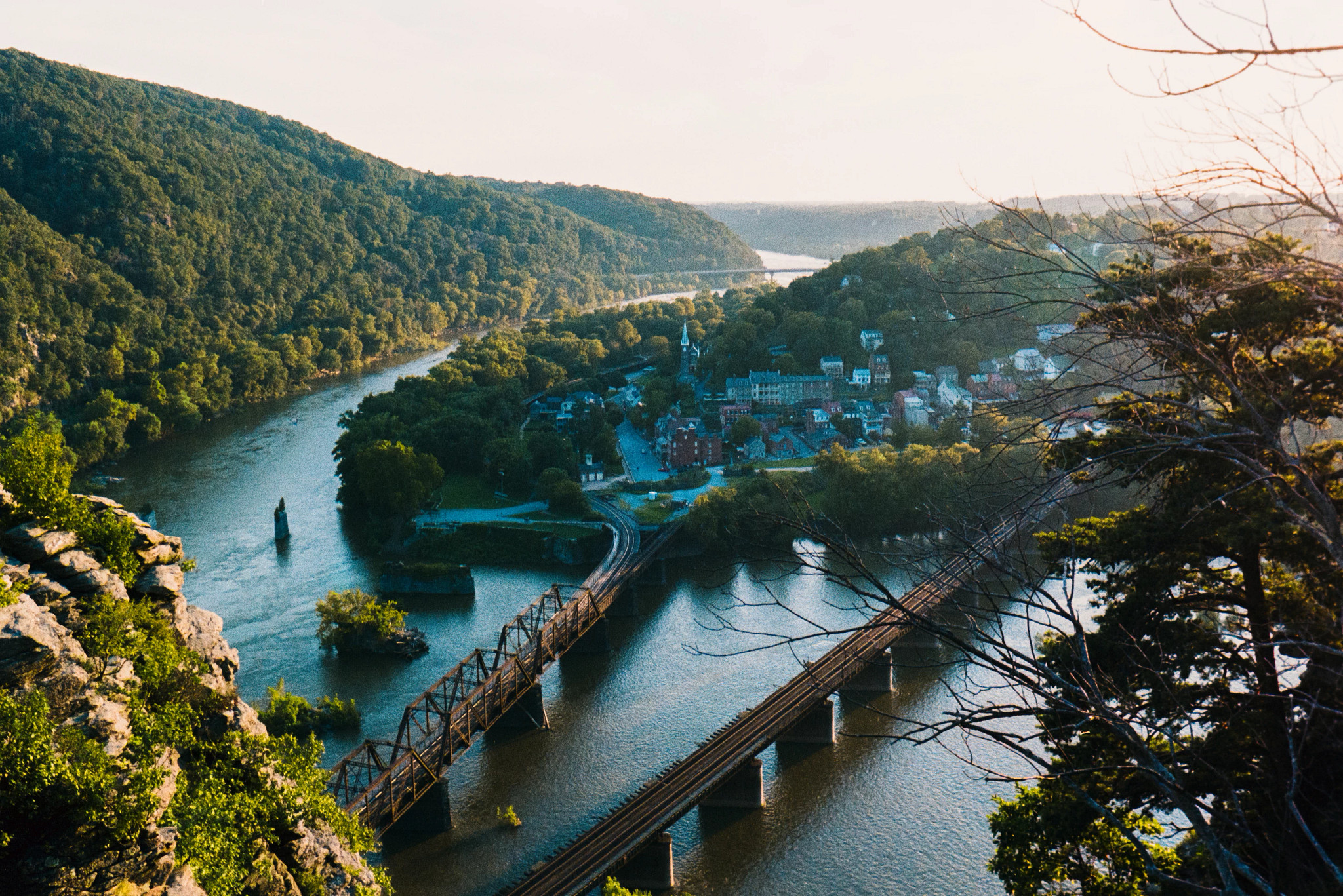 An aerial view of Harpers Ferry