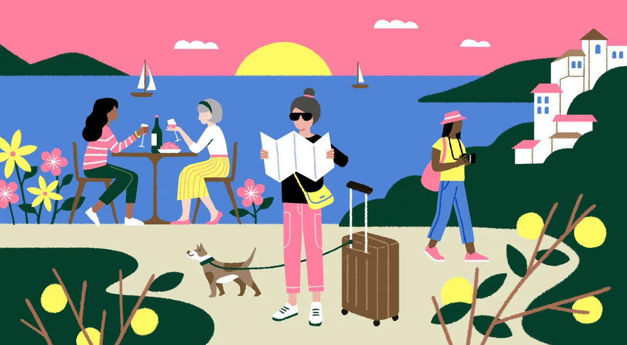 Illustration of women traveling