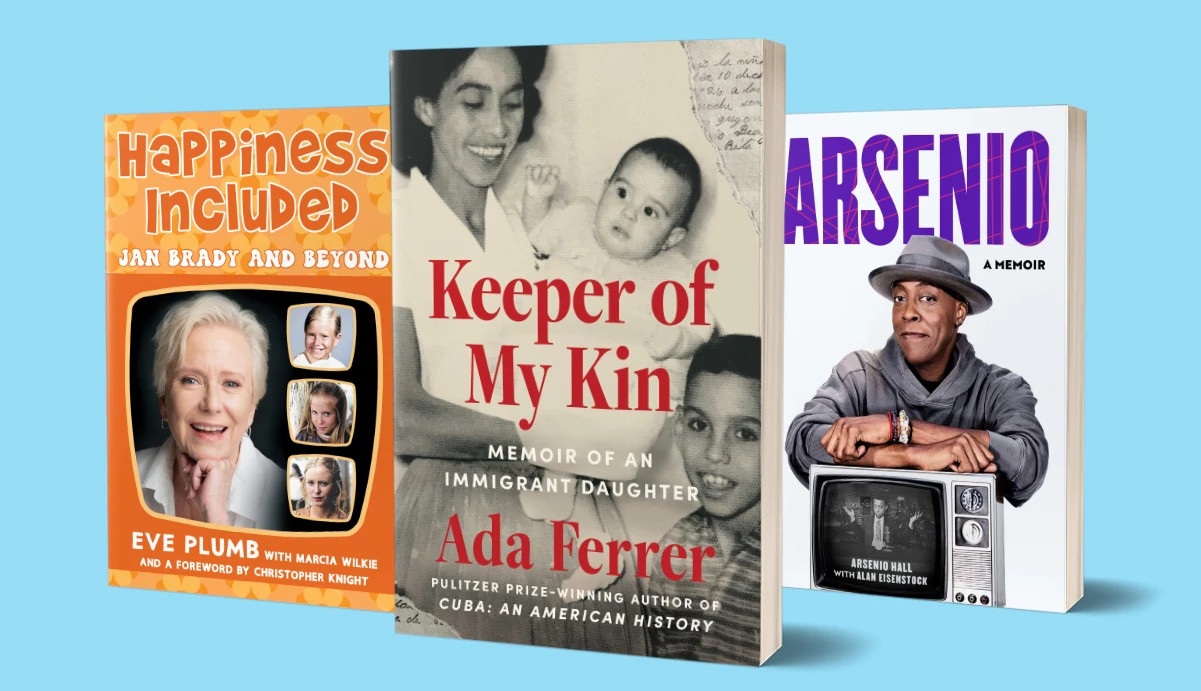 the covers of memoirs by eve plumb, ada ferrer and arsenio hall