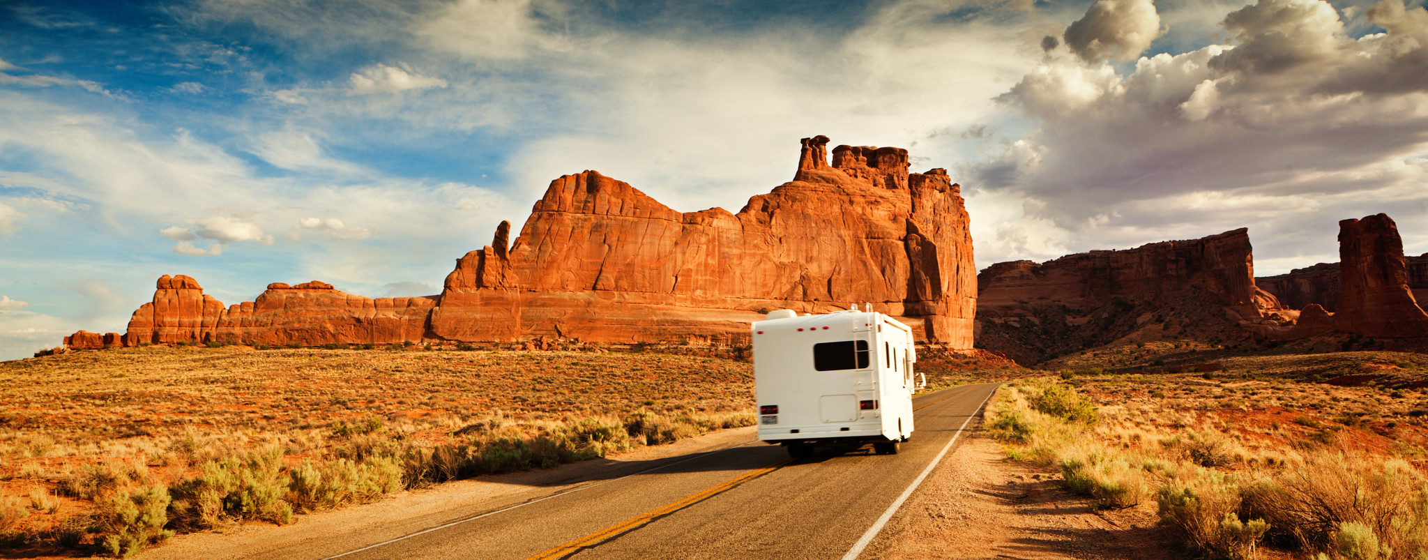 Motor home Camper on a vacation road trip