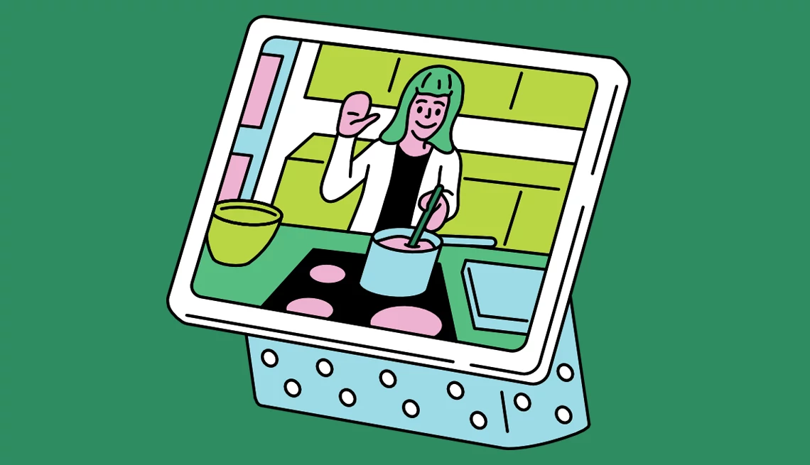 una videollamada con fondo verde
