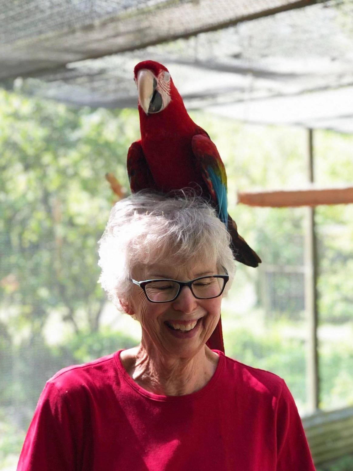 What’s Your Parents’ Story? A photo shows Eric Spitznagel’s mom wearing a parrot as a hat