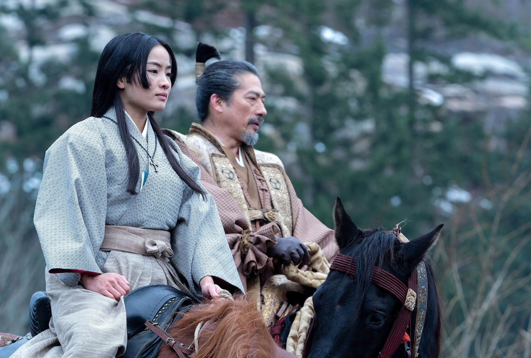 Anna Sawai and Hiroyuki Sanada in Shōgun